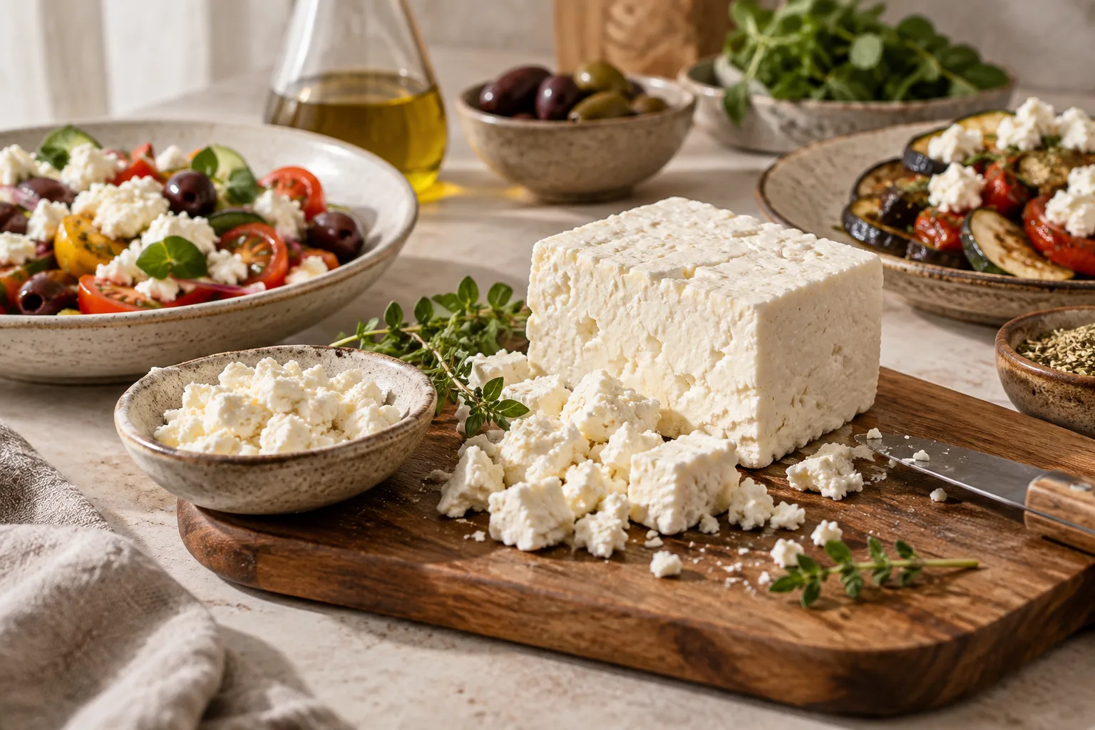 Como cozinhar melhor com queijo tipo feta: textura, equilíbrio e usos