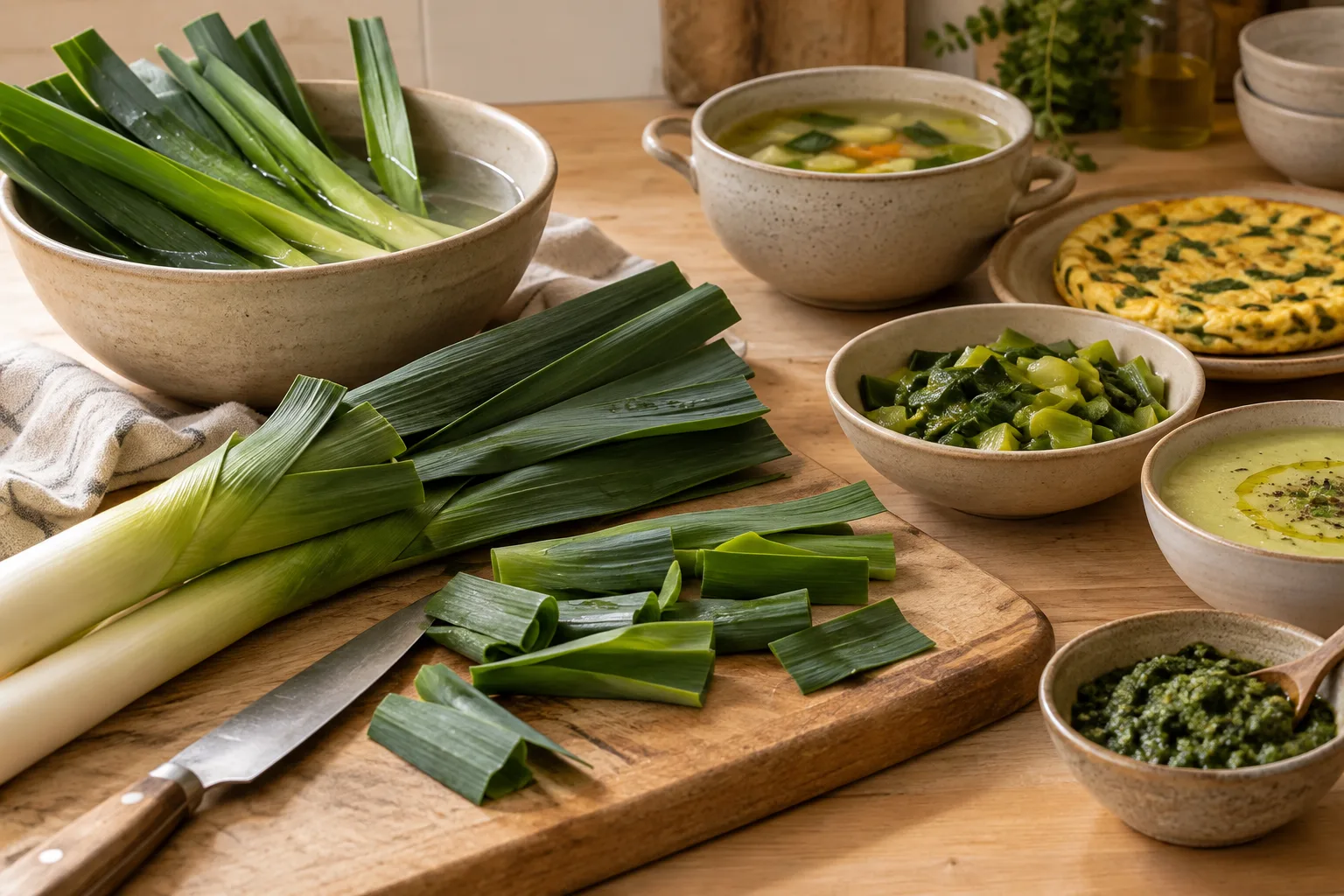Cuisiner le vert du poireau : nettoyage, découpe et idées d’utilisation