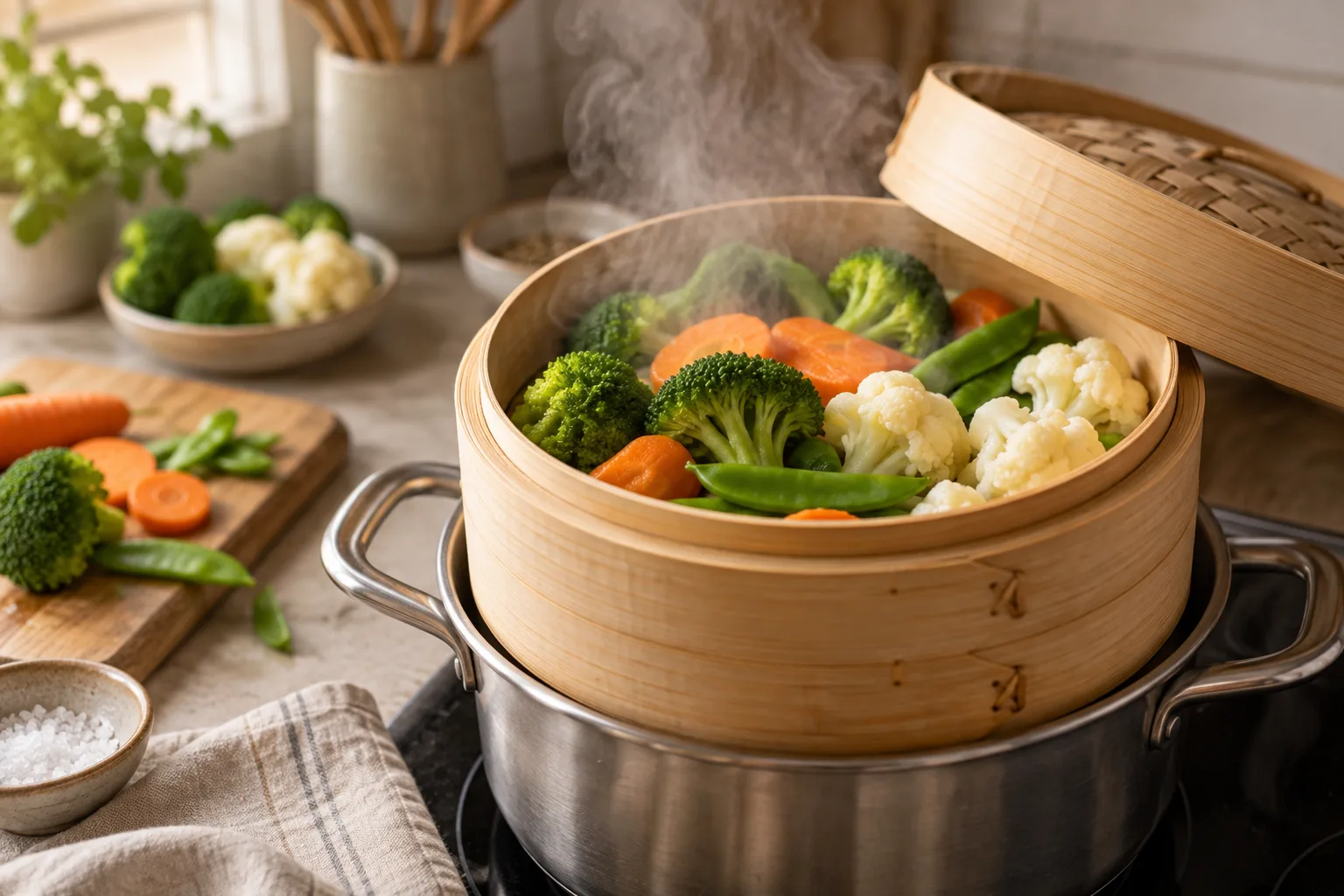 Cozinhar a vapor: sinais visíveis para acertar o ponto