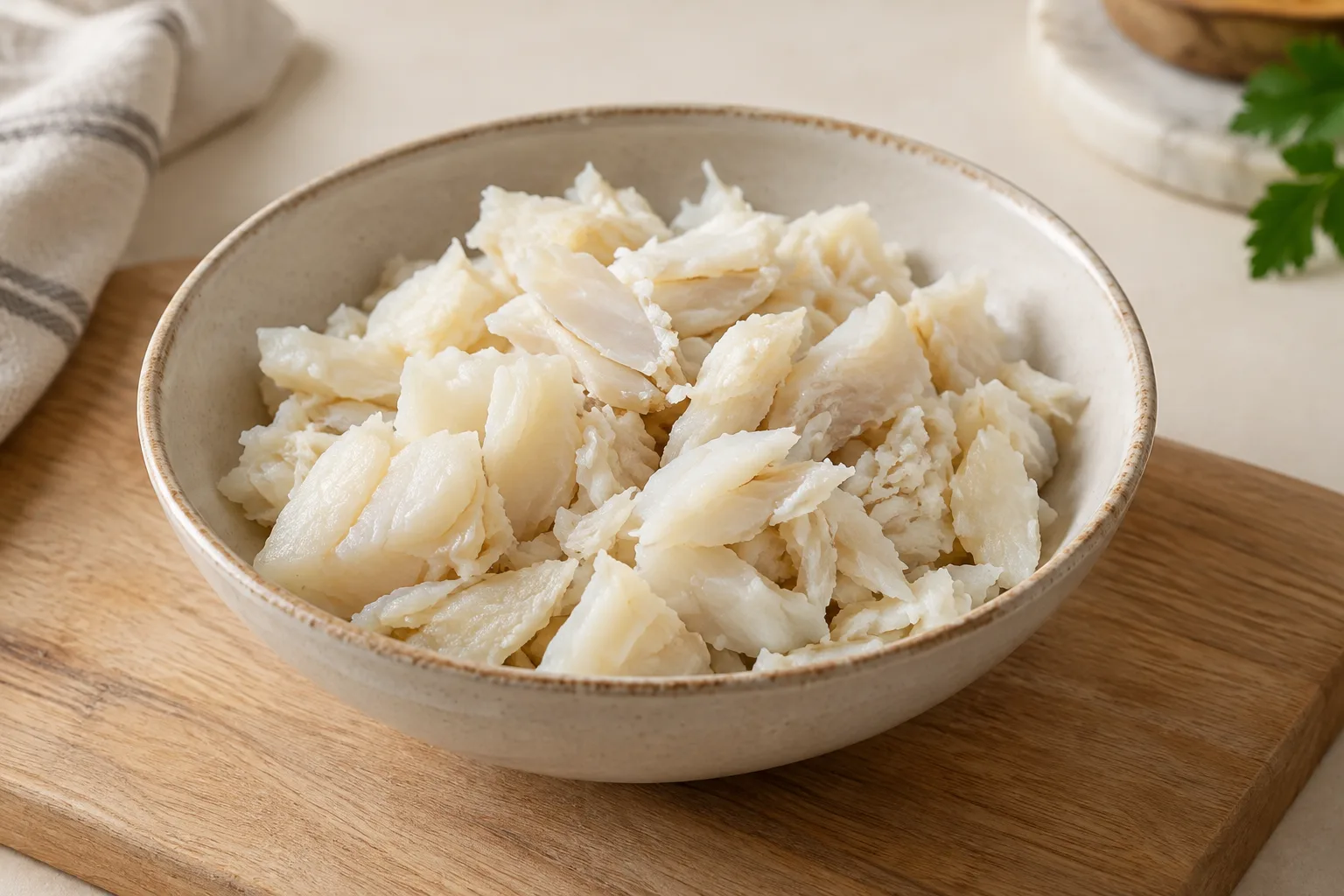 Desalted flaked cod