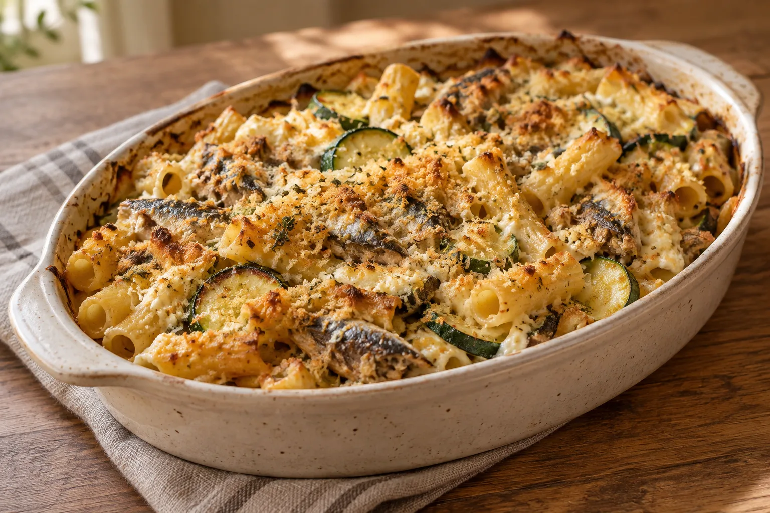 Baked Pasta with Sardines and Ricotta