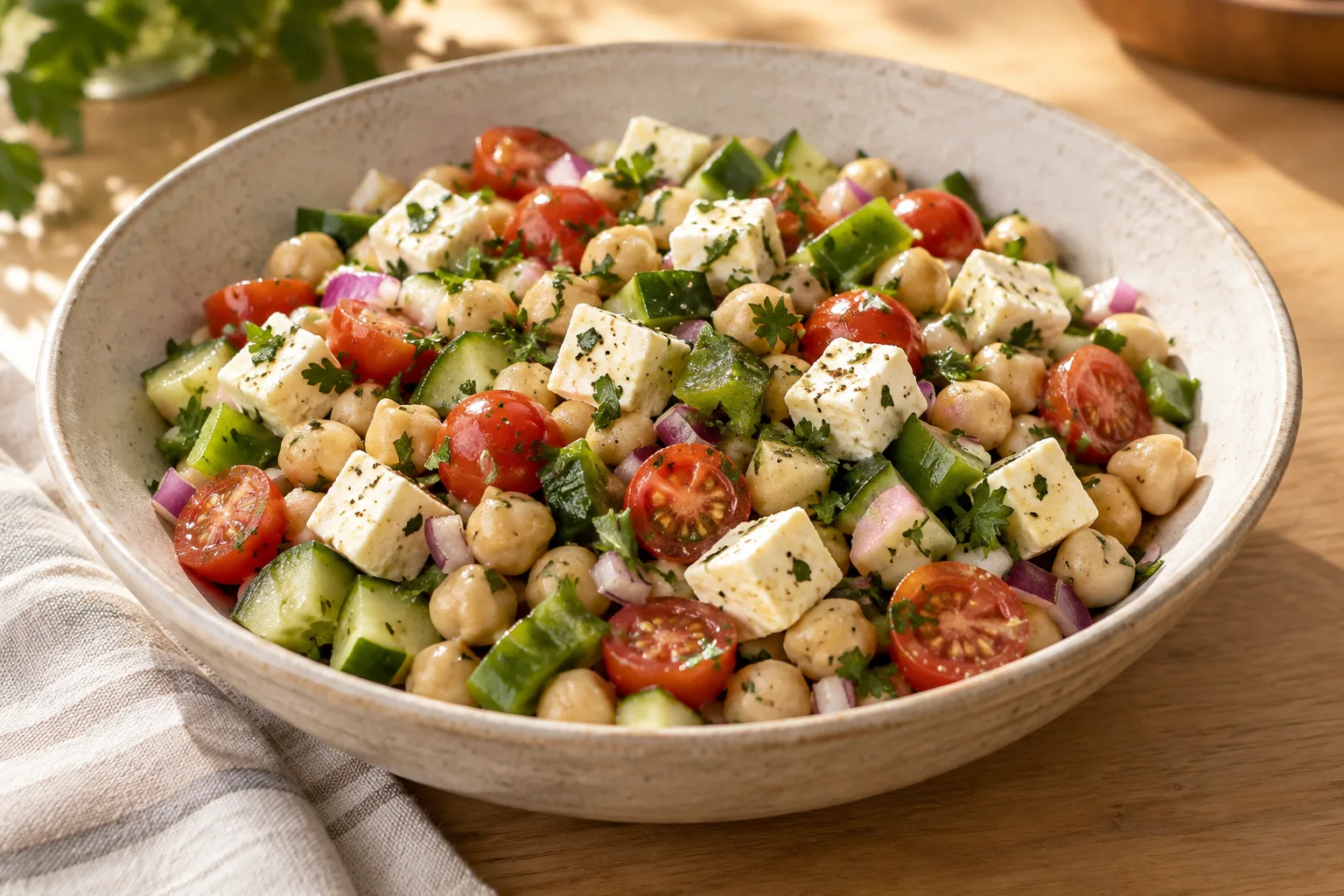 Insalata di ceci con formaggio fresco