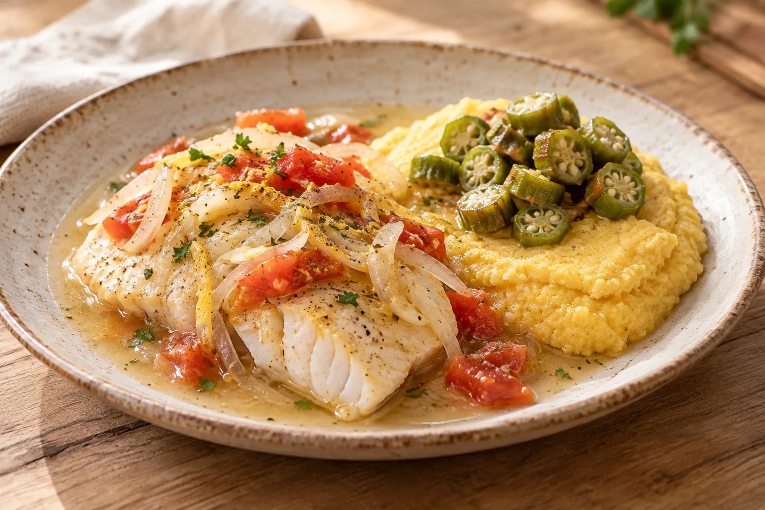 Pescado con fungi (Fish and Fungi)