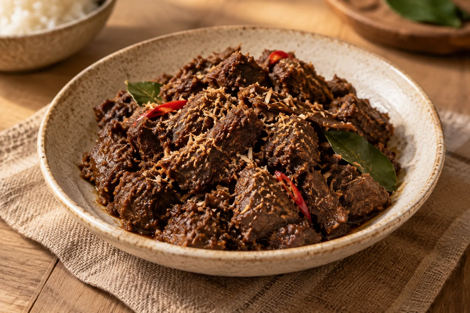 Rendang secco di manzo
