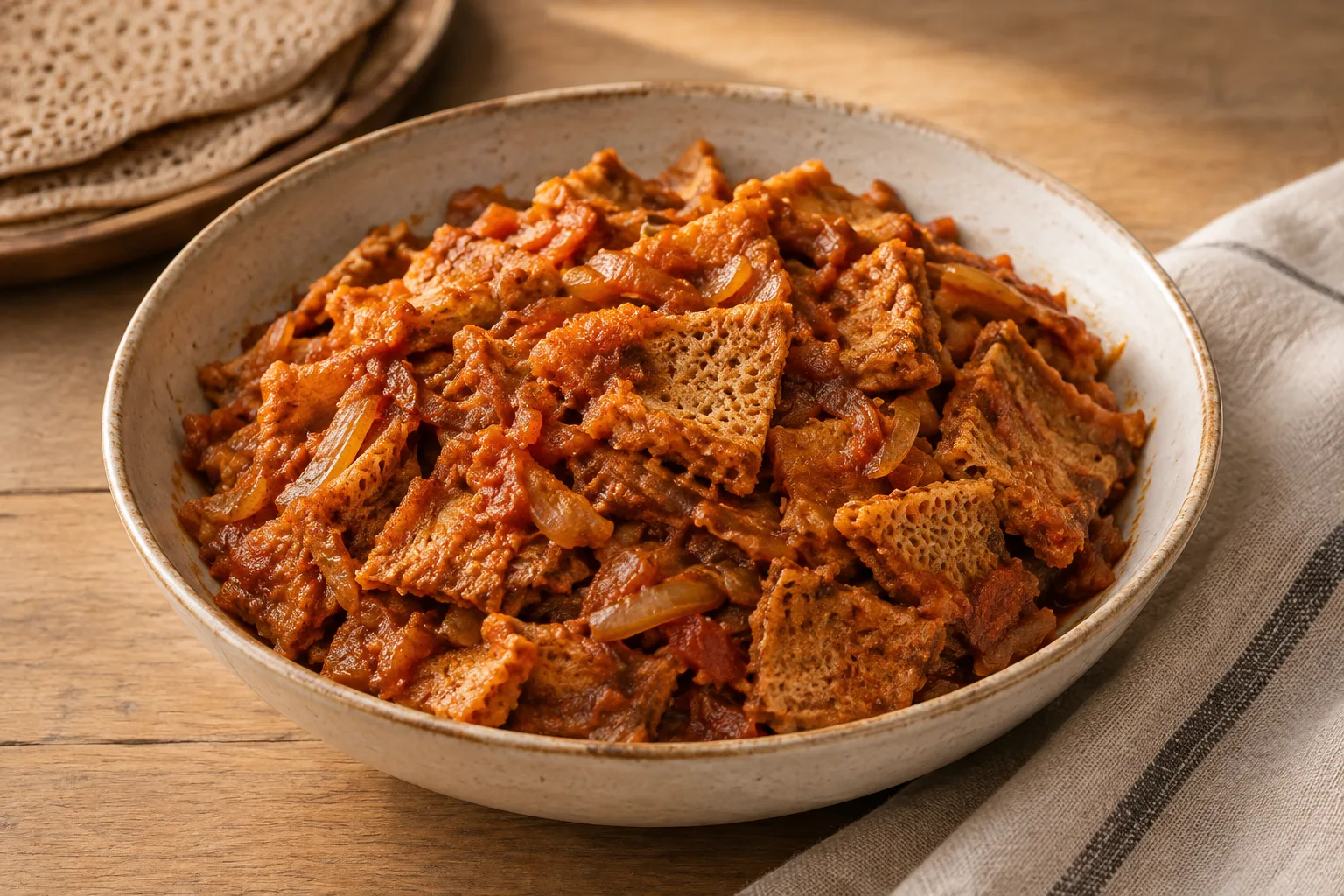 Firfir etiope con injera e berberè