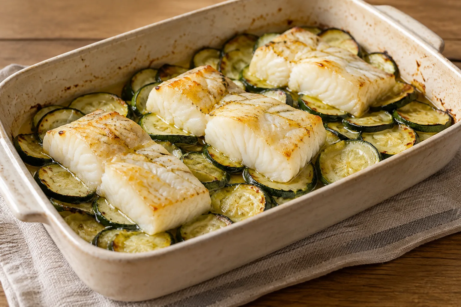 Ofenkabeljau mit Zucchini