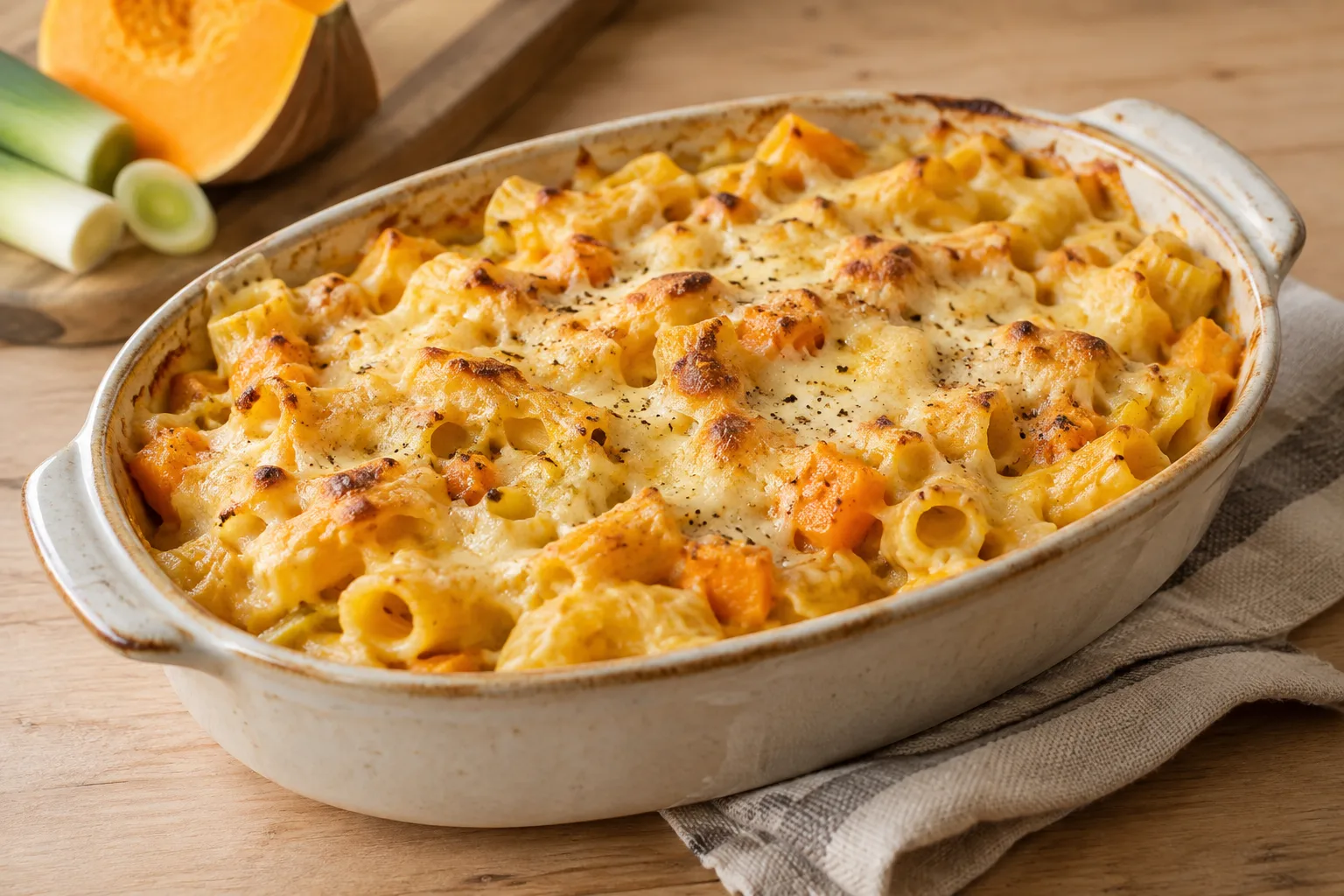 Pasta al forno con zucca e ricotta