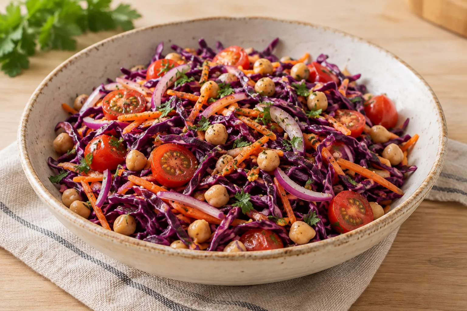 Crunchy Cabbage and Tomato Salad