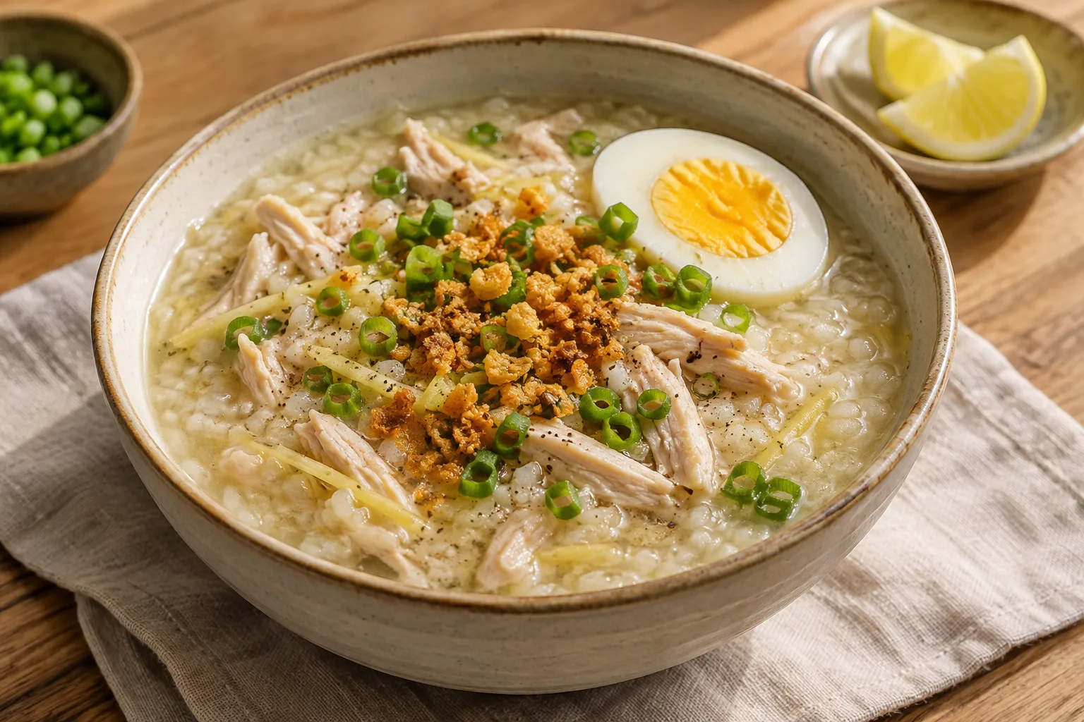 Filipinischer Arroz Caldo mit Hähnchen