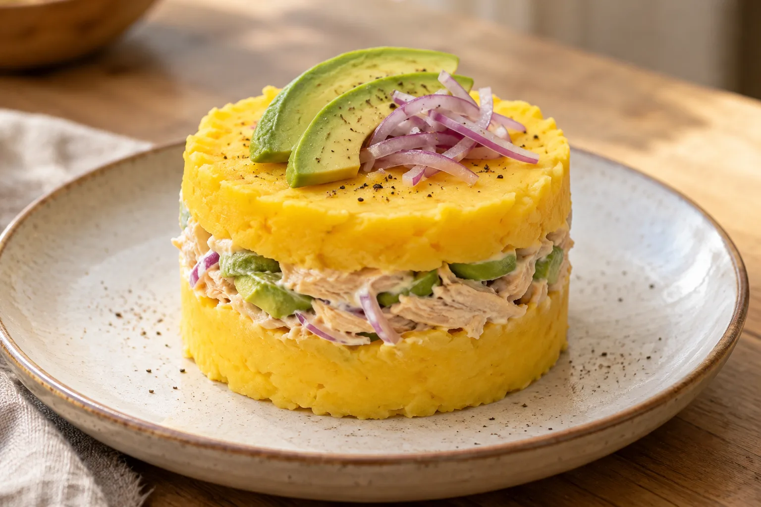 Causa limeña al pollo
