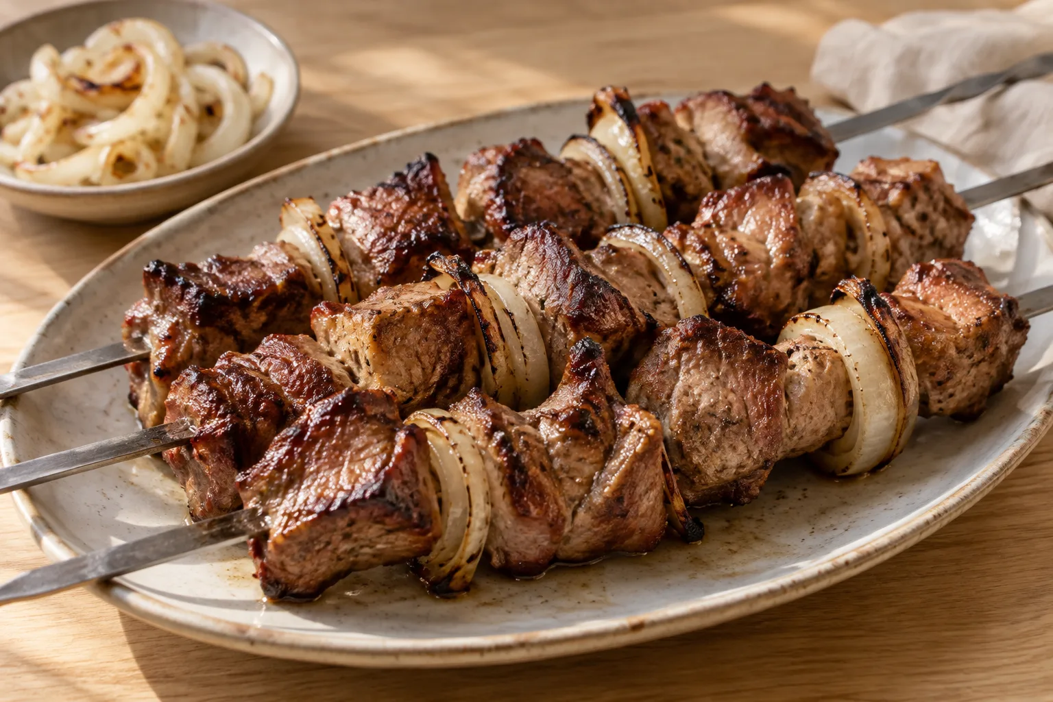 Mtsvadi géorgien de porc au vin