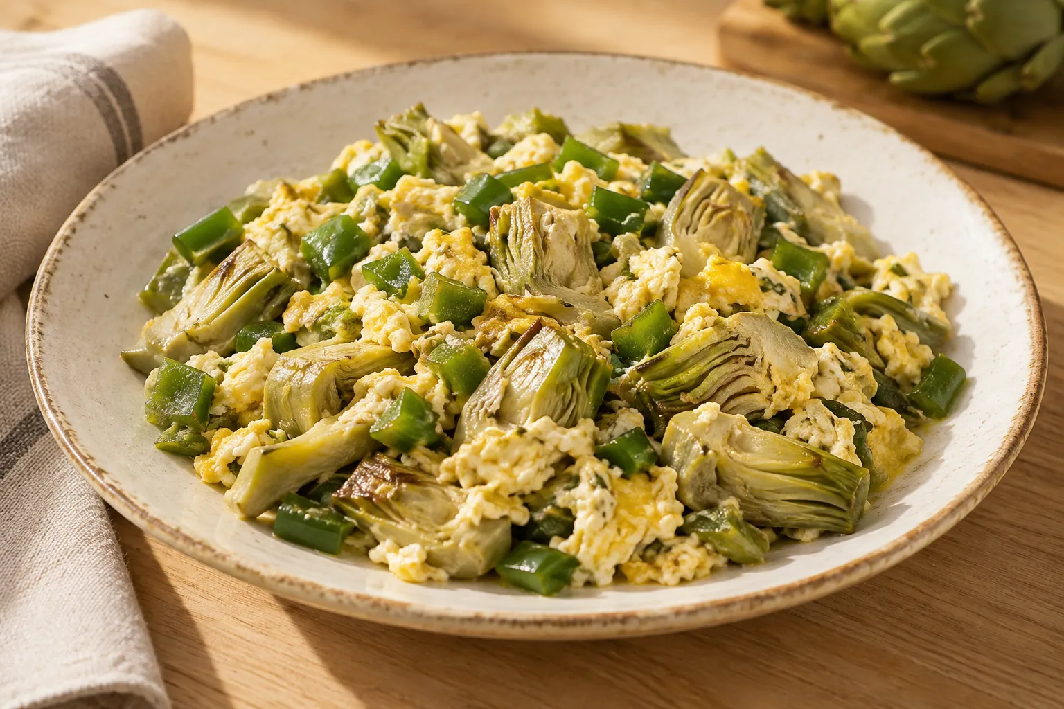 Artichoke and pepper scramble