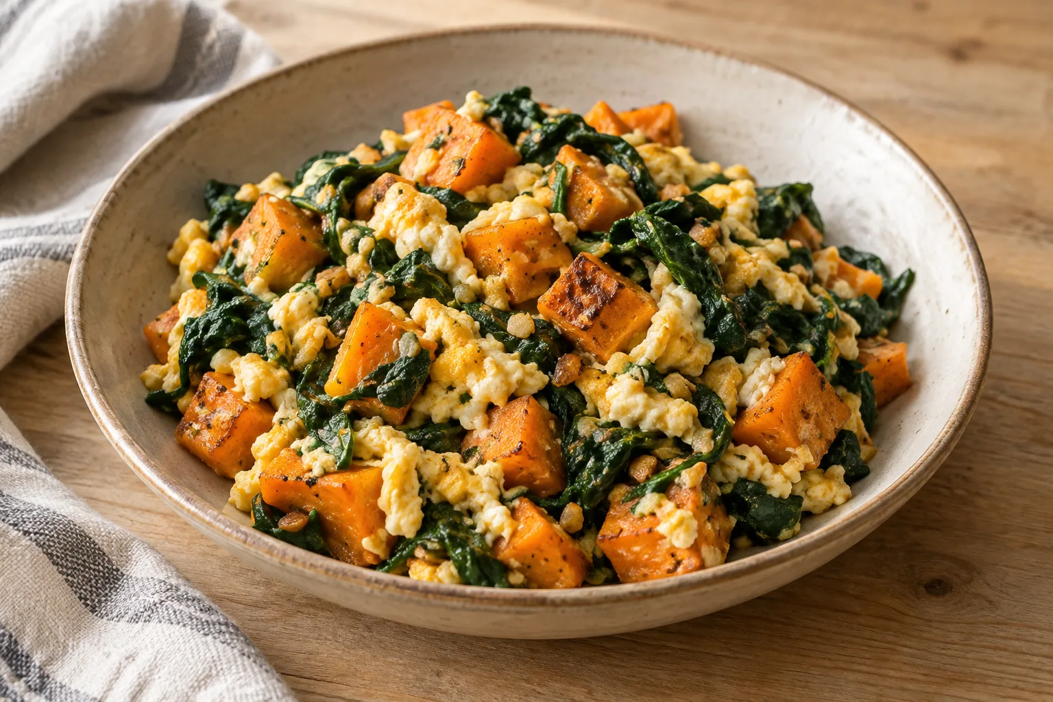 Sweet Potato and Spinach Scramble