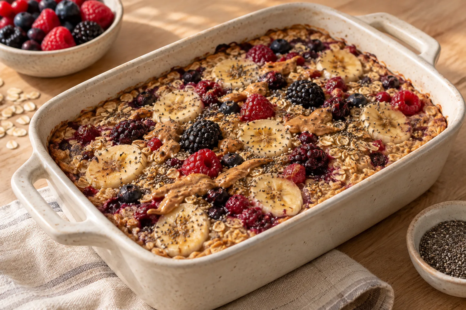 Baked Oatmeal with Berries and Seeds