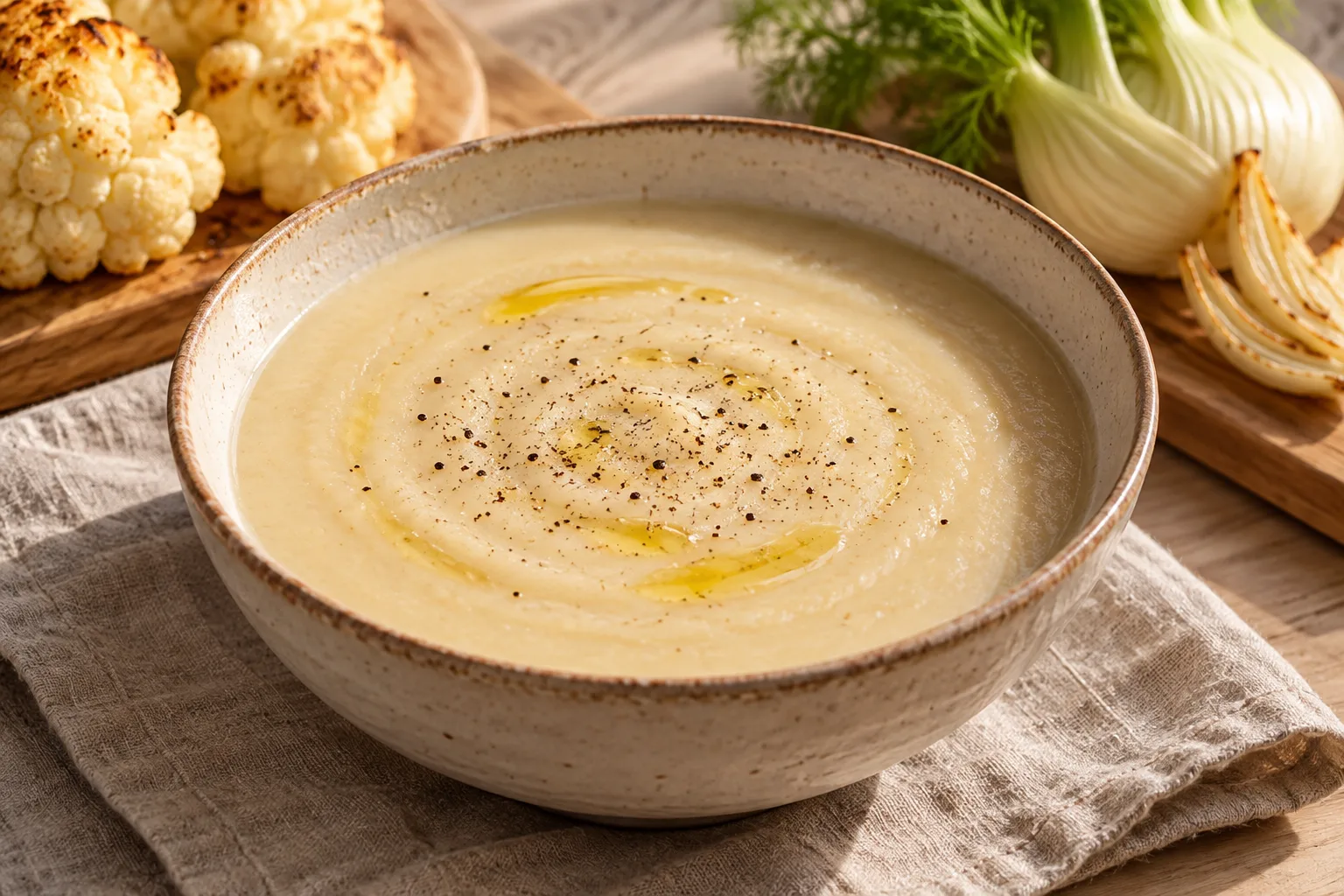 Crema asada de coliflor con hinojo