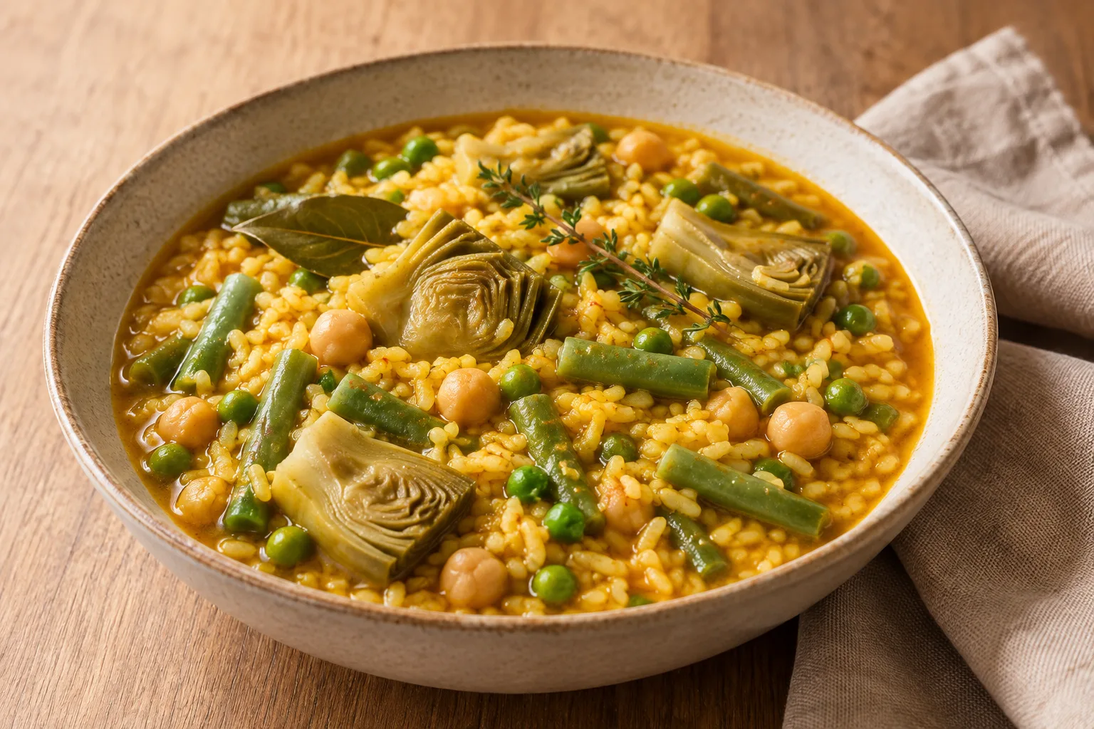 Riso in brodo con carciofi e zafferano
