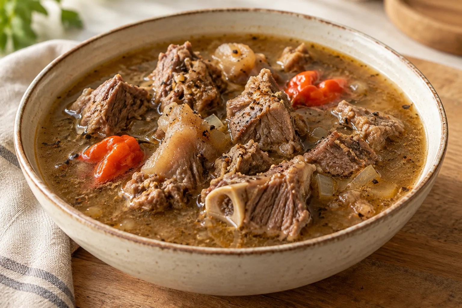 Pepper soup nigeriana con carne di capra