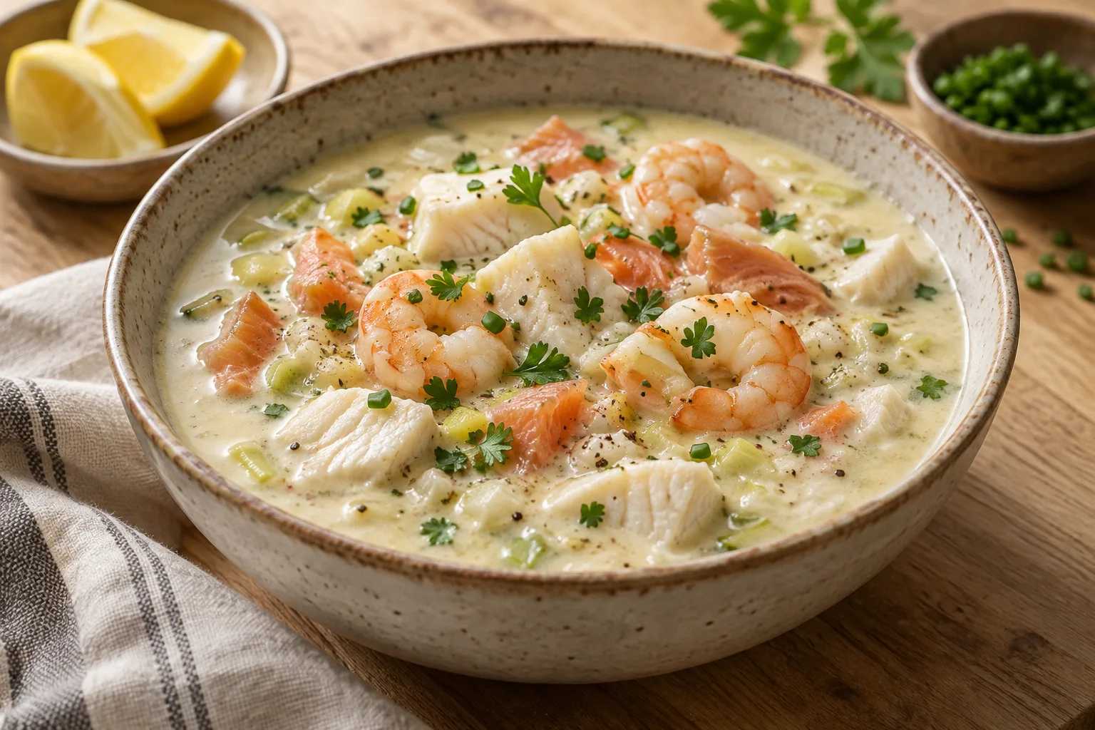 Chowder neozelandese di pesce e frutti di mare