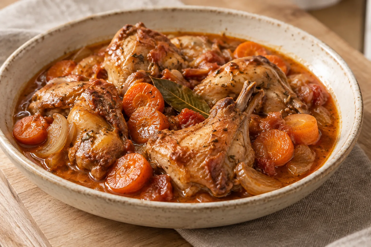 Coniglio stufato al forno con carote