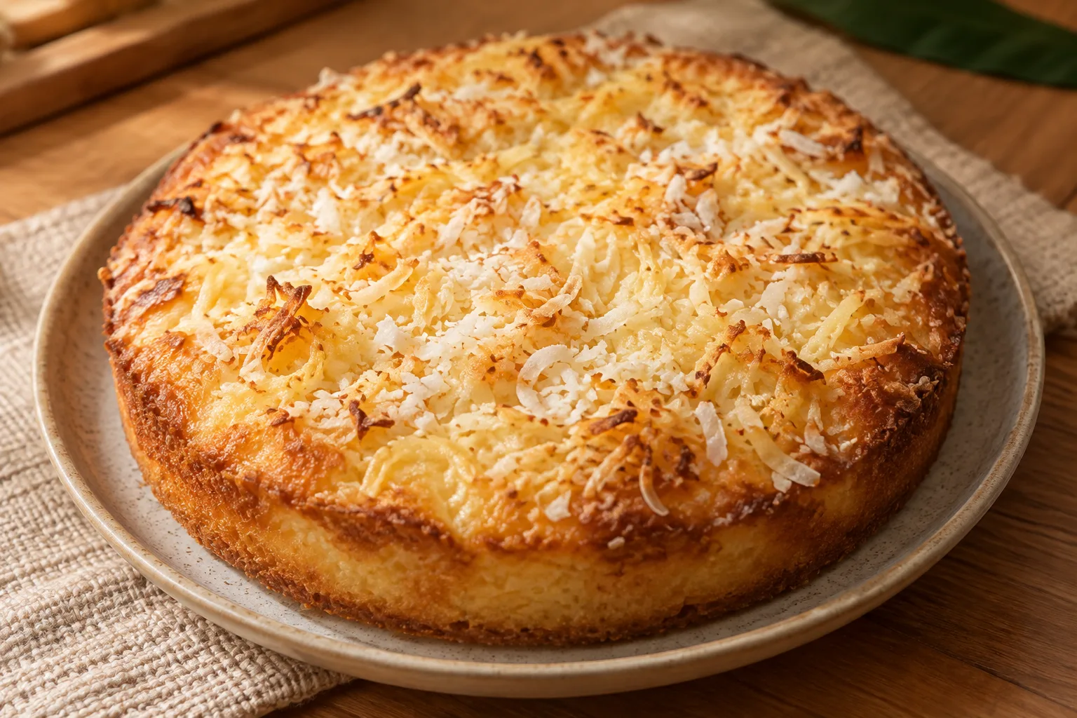 Bibingka filippino di riso con formaggio e cocco
