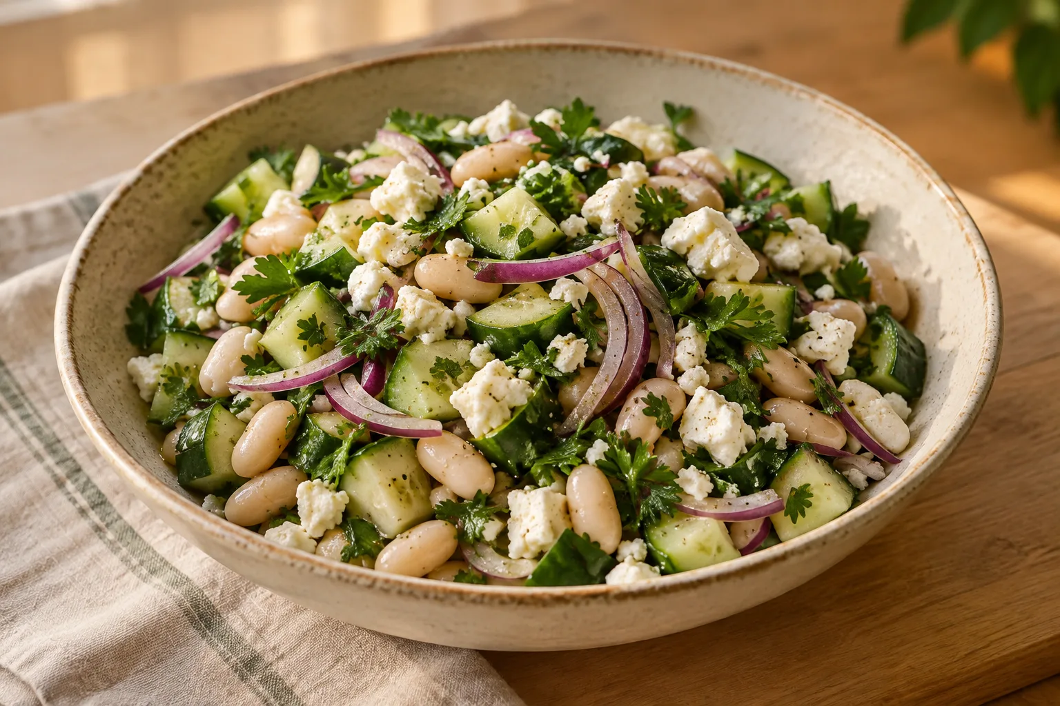 Crunchy White Bean Salad with Cucumber