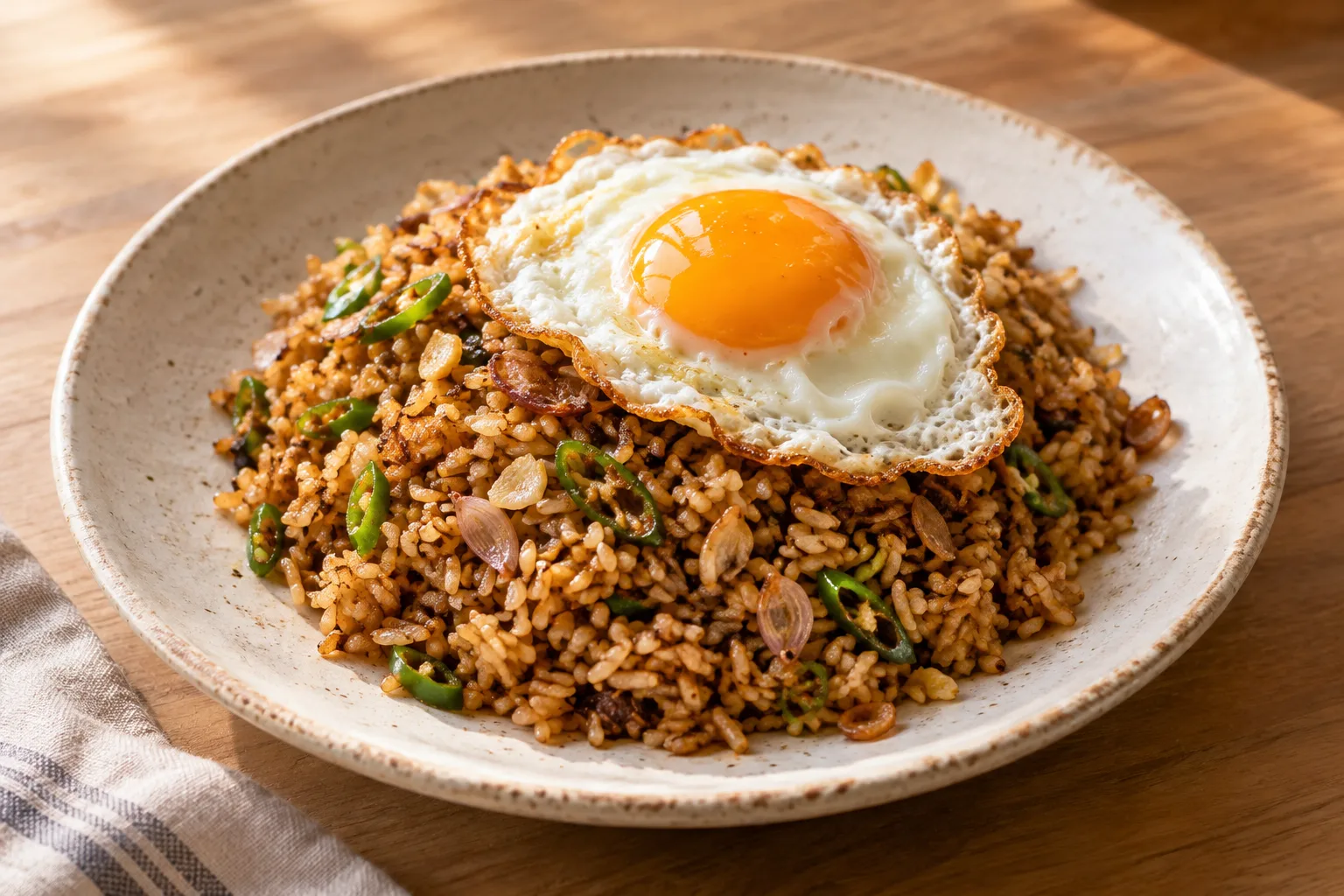 Nasi goreng indonésien à l’œuf au plat