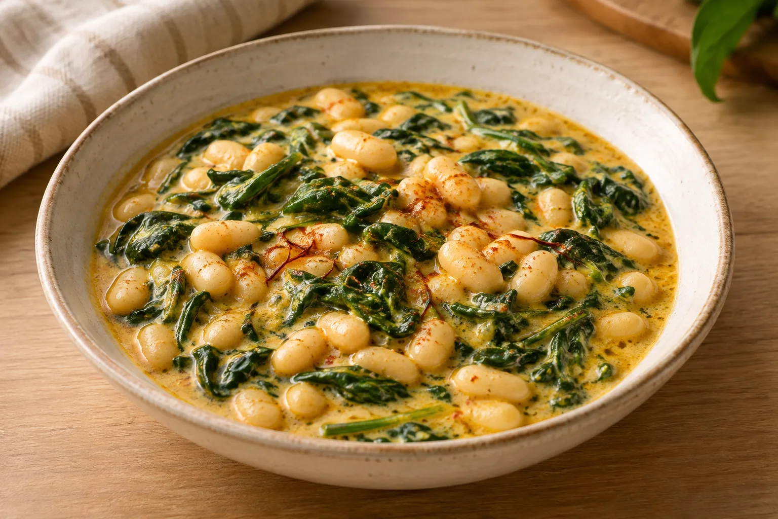 White Bean Stew with Spinach and Saffron