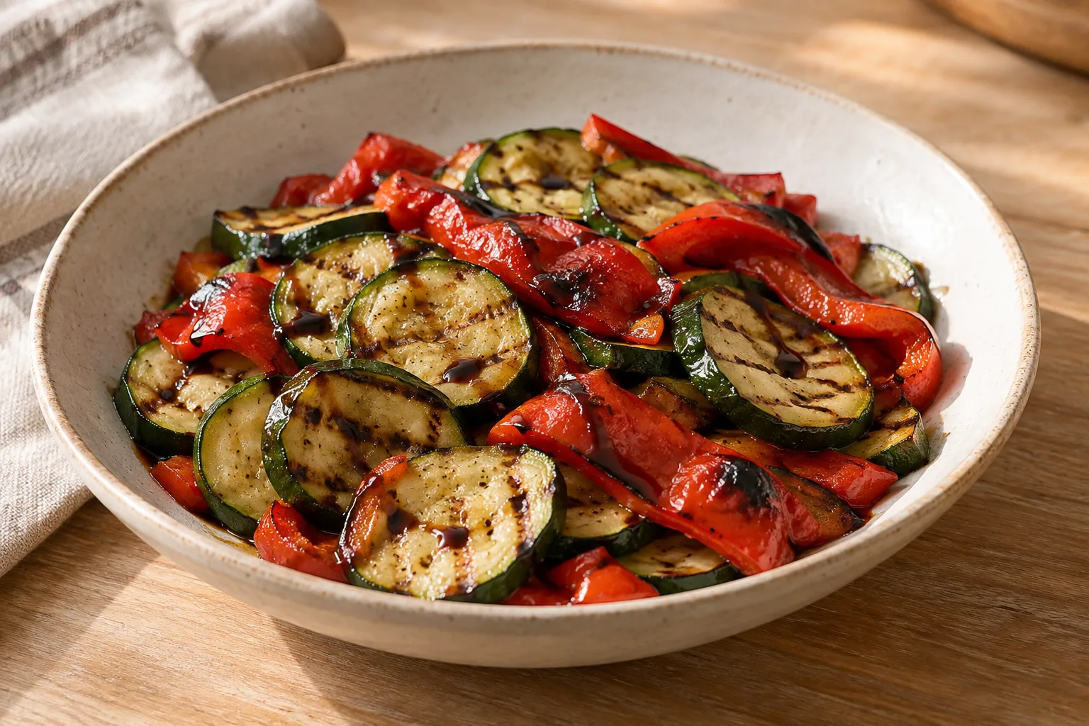 Insalata di zucchine con peperone arrostito