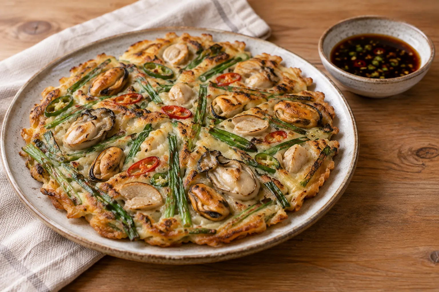 Korean Haemul Pajeon (Seafood and Scallion Pancake)