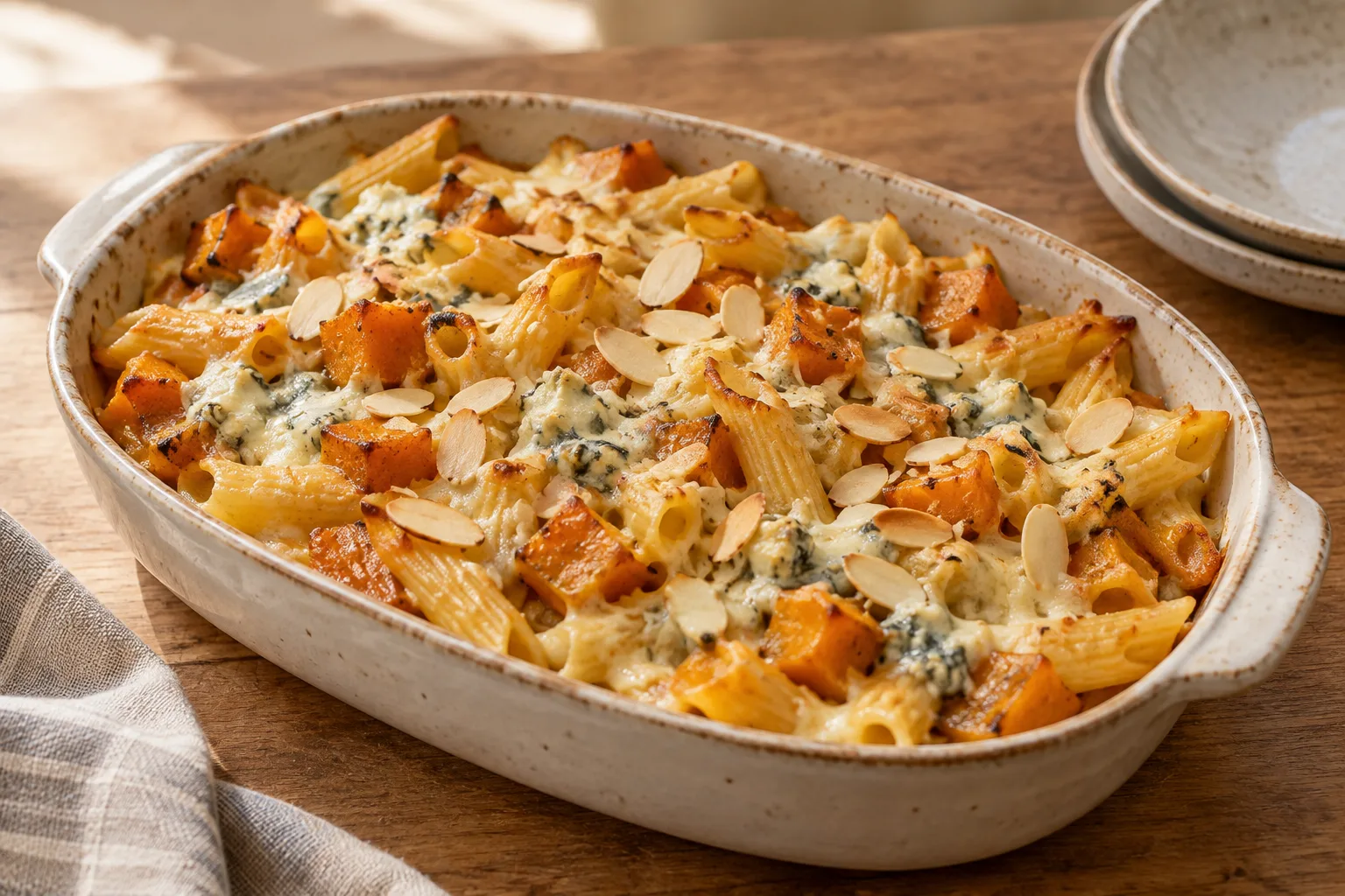 Baked Pasta with Pumpkin and Almonds