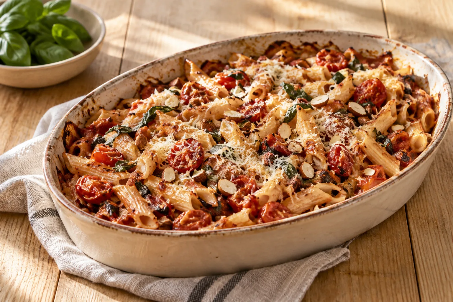 Baked Pasta with Roasted Tomatoes and Almonds
