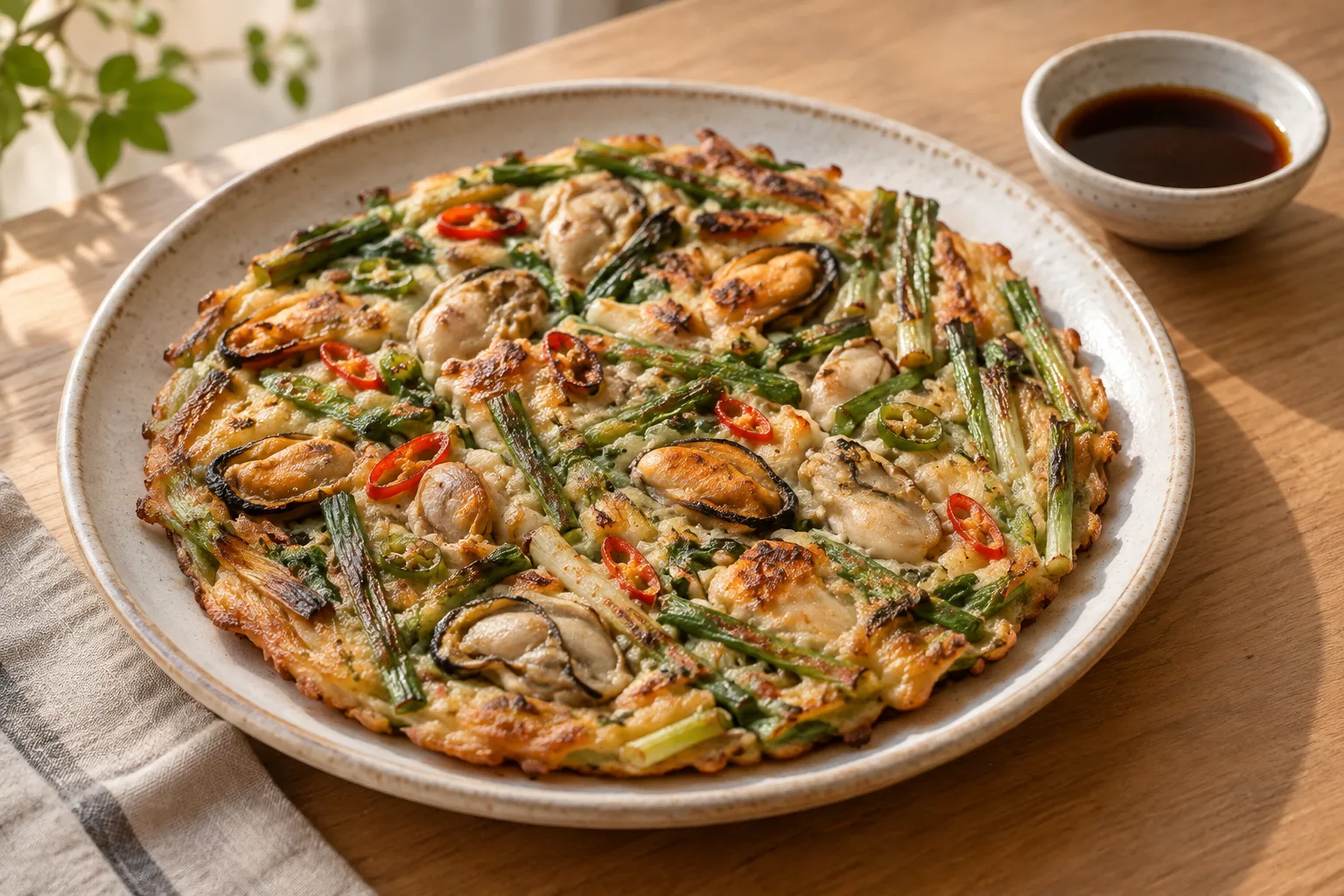 Korean Haemul Pajeon with Seafood and Scallions