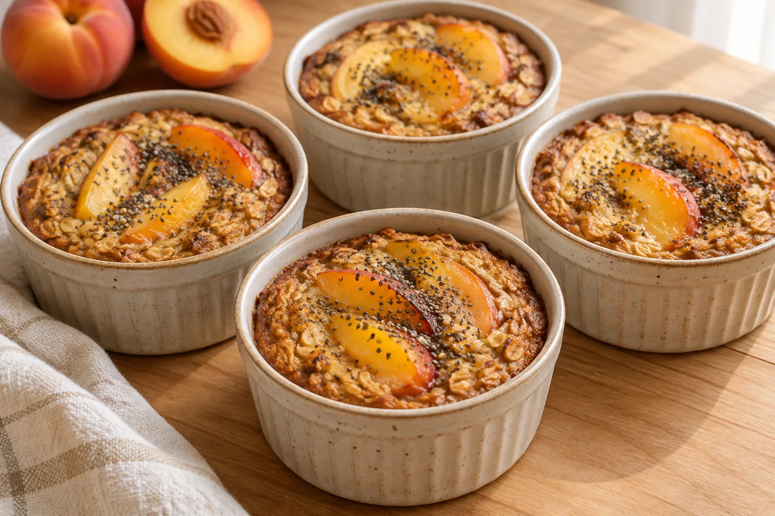 Avena al forno con pesca e semi