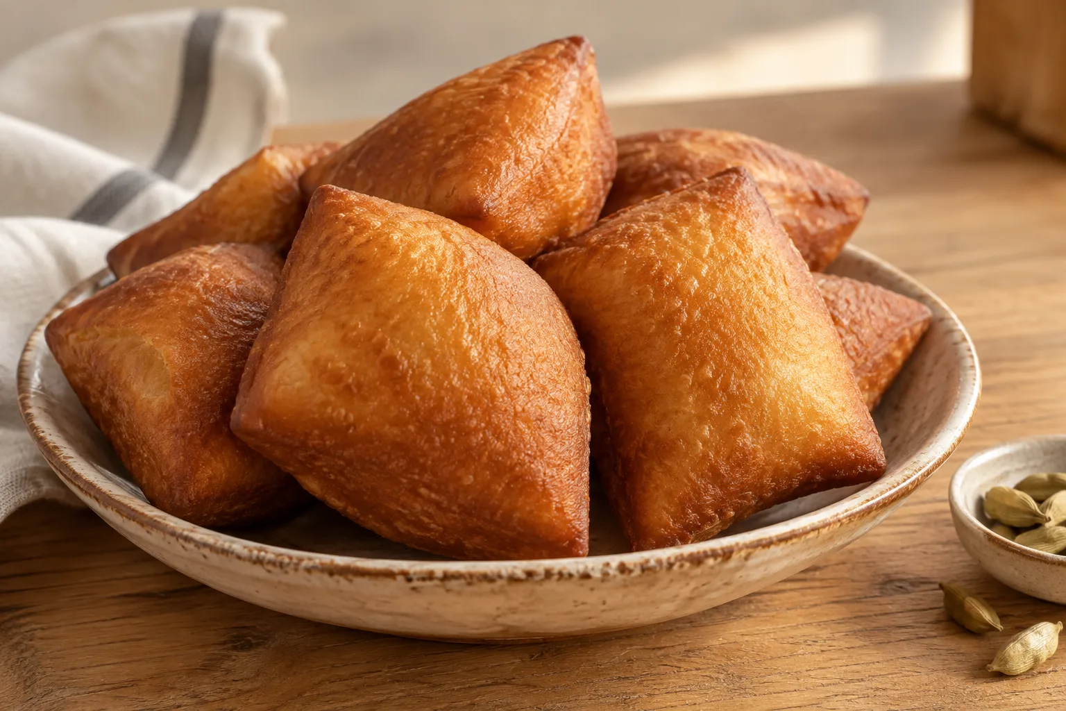 Mahamri quenianos de coco e cardamomo