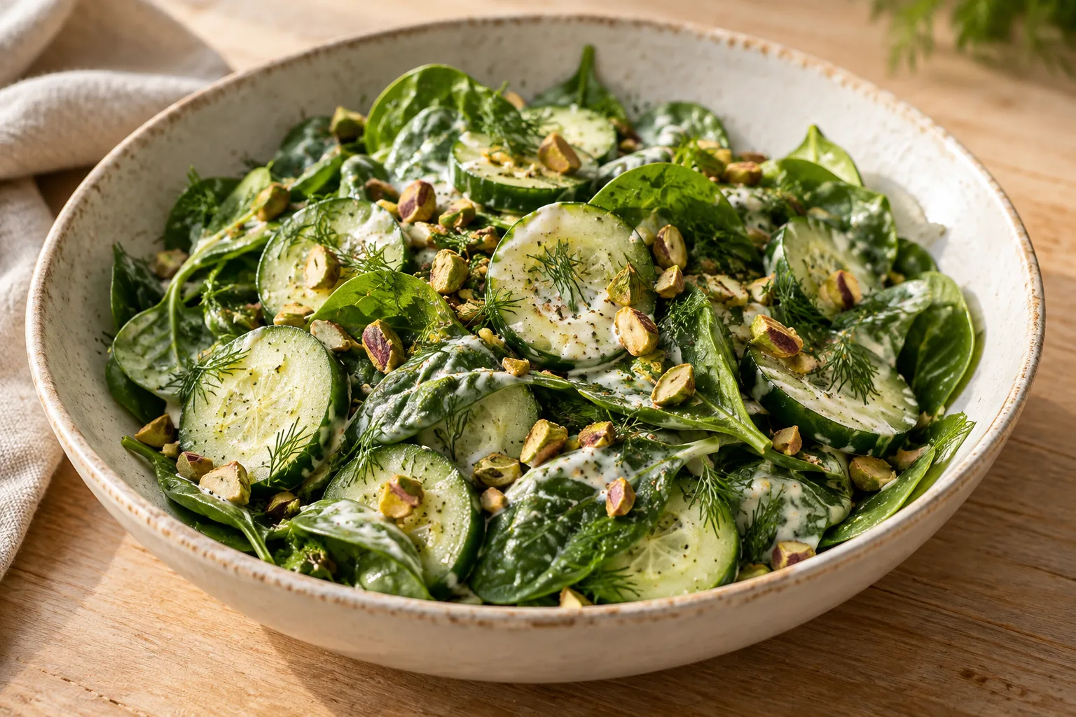 Crunchy Spinach and Cucumber Salad