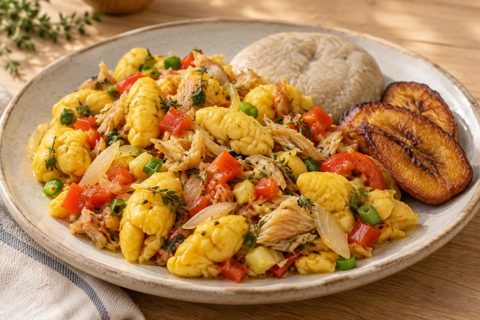 Ackee giamaicano con baccalà salato