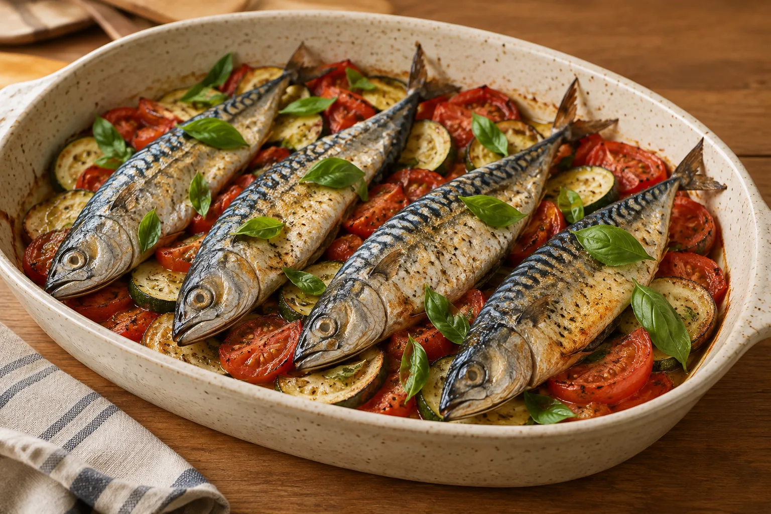 Baked Mackerel with Zucchini