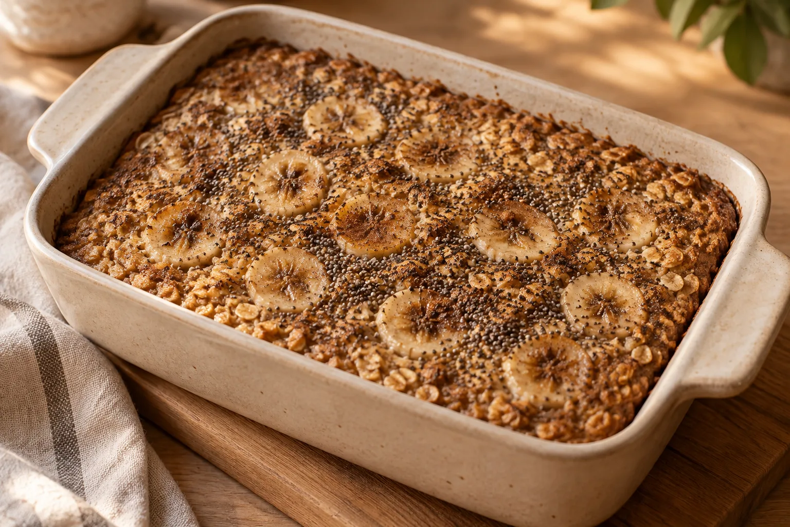 Baked Banana and Seed Oatmeal