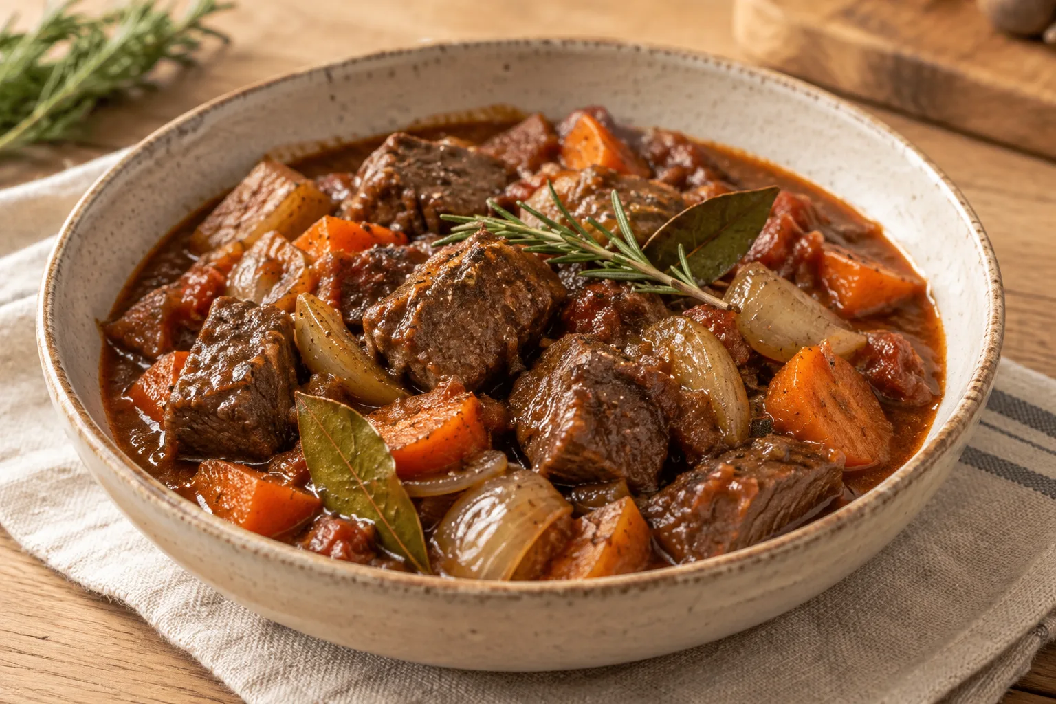 Stufato di manzo al forno con erbe aromatiche