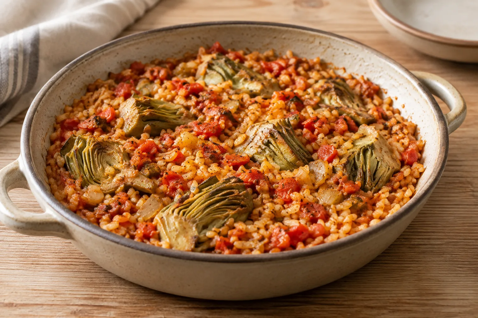 Riso asciutto al pomodoro con carciofi