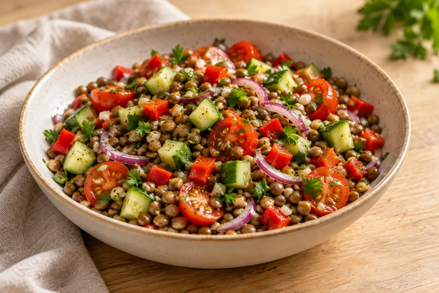 Crunchy Lentil and Tomato Salad