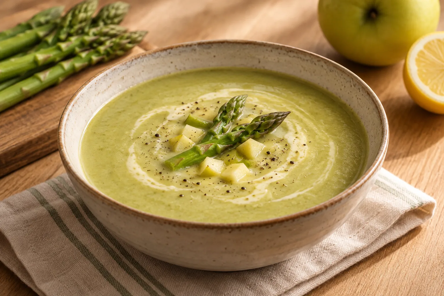 Vellutata morbida di asparagi e mela