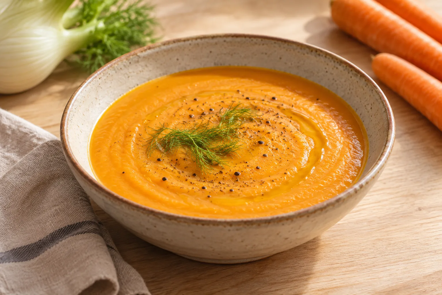 Roasted Carrot Soup with Fennel