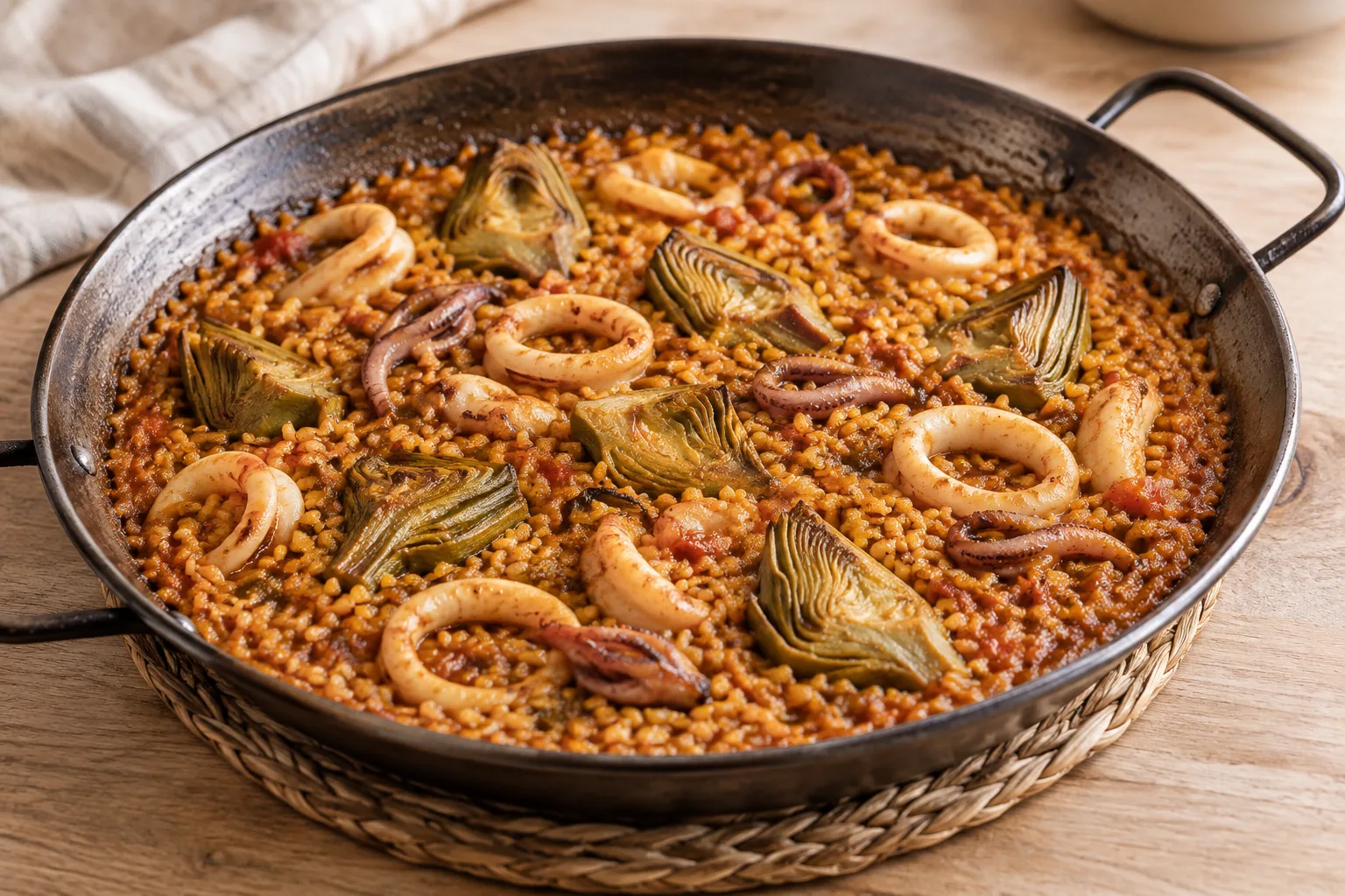 Dry Squid and Artichoke Rice